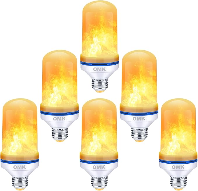 LED Flame Effect Light Bulbs, 6 Pack, E26 Base, 4 Lighting Modes