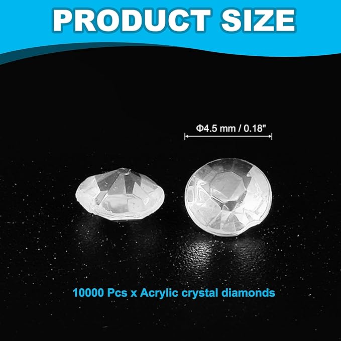 PATIKIL 10000 Pcs Wedding Table Scatter Confetti Crystals 4.5mm Acrylic Diamonds Vase Fillers Gems for Table Centerpiece Decorations Party Vase Beads, White