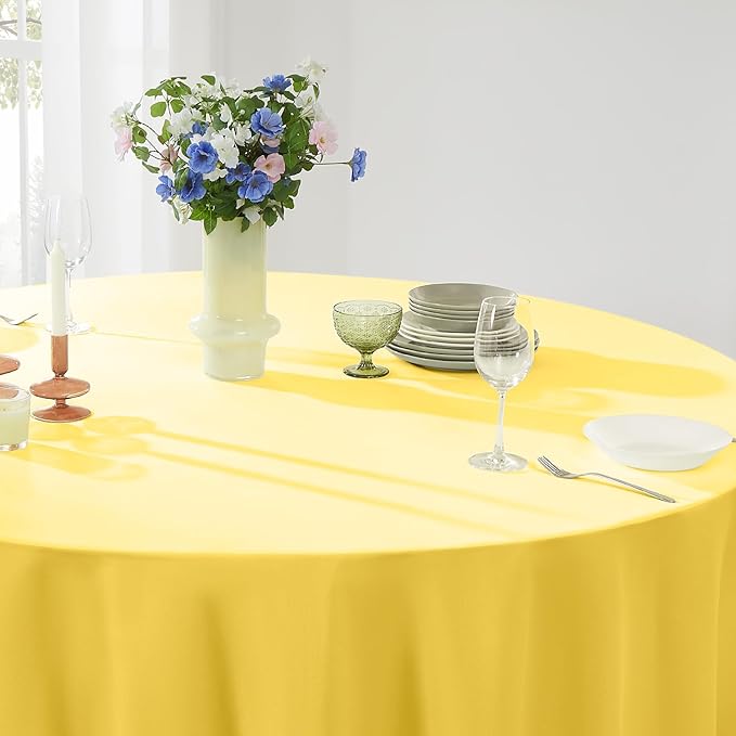 Tablecloths, 6 Pack, 90 Inch Round Yellow Polyester