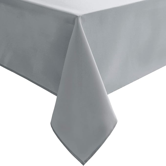 Hiasan Silver Grey Rectangle Tablecloth - Waterproof and Spillproof Washable Fabric Table Cloth for Dining Room Kitchen Party and Outdoor, 60 x 140 Inch