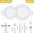 700 Piece Plastic Dinnerware Set for 100 Guests – Silver