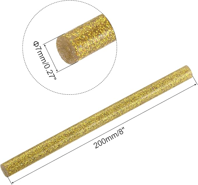 uxcell 20pcs Hot Glue Sticks for Glue Gun 7mm/0.27-inch x 8-inch Mini Hot Melt Adhesive Glue Stick Glitter Gold
