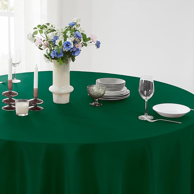 Round Tablecloth 6 Pack 90 Inch Dark Green Tablecloths Washable Decorative Linen Polyester Table Clothes Cover for Dining Table Banquets Buffet Parties and Wedding