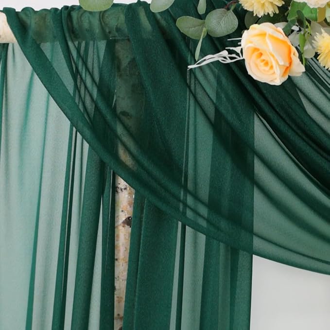 Outdoor Curtains: Emerald Green Sheer Chiffon Arch Drapes, 4 Panels