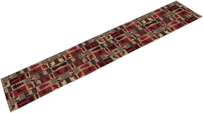 Retro Rustic Bear Table Runner, Wild Bear Cabin Pine Farmhouse Table Runner for Bedroom Kitchen Living Room Vintage Country Style Lodge 13x90 Inch