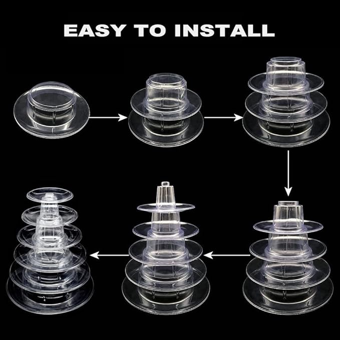 6 Tiers Macaroon Tower Stand with 8'' Silicone Tongs, Round Macaron Tower Cake Display Rack Plastic Cupcake Stand Macarons Desserts Serving Tray for Birthday Wedding Party Decor (6 Tiers with Tongs)