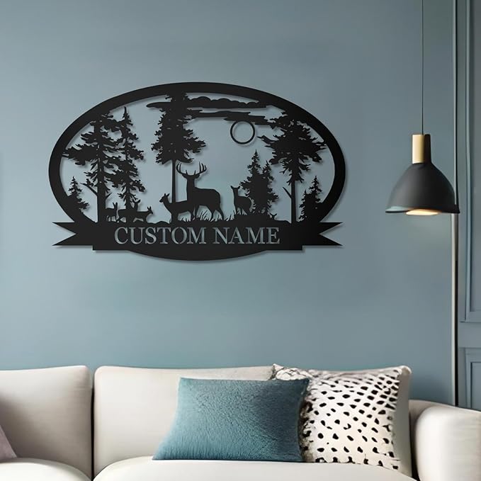 Personalized Deer Metal Cabin Sign | Custom Metal Sign | Personalized Camping Signs | Deer Hunter Gift | Custom Signs Outdoor Metal | Custom Family Name Sign | Cabin Decor | Porch Sign