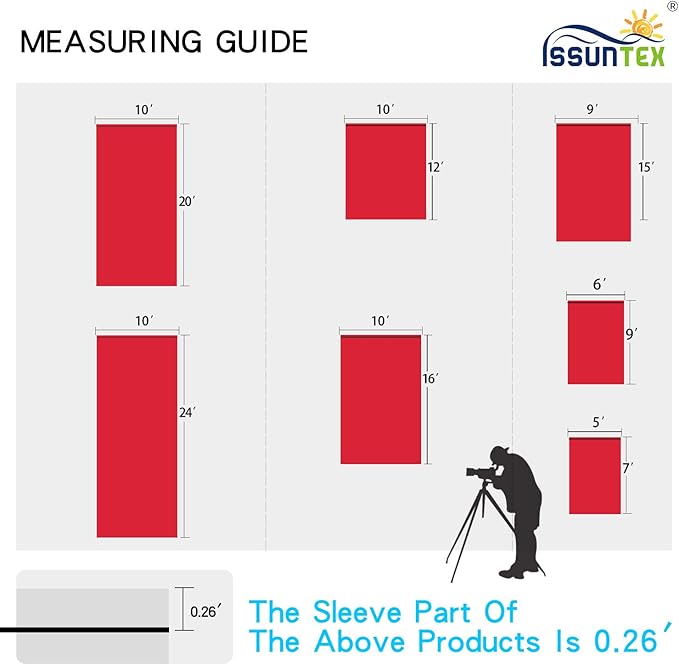 ISSUNTEX 10X24 ft Background Muslin Backdrop, Photo Studio, Collapsible High Density Screen for Video Photography and Television-Red