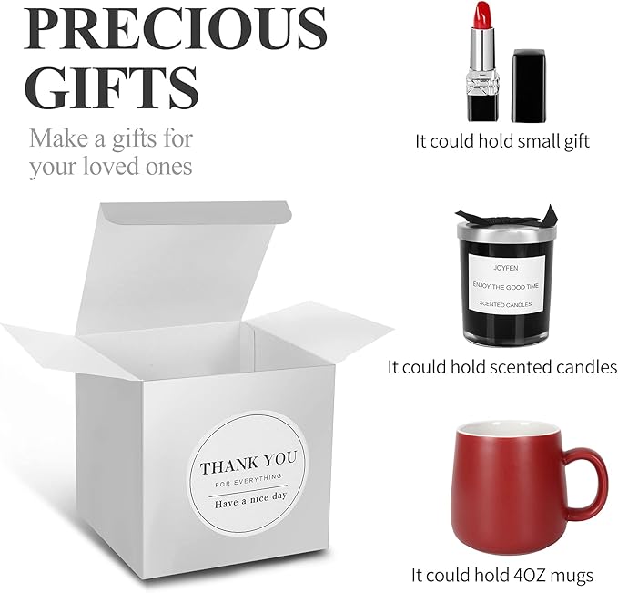 COTOPHER Small Gift Boxes 60 Pack 4x4x4 inches Silver Gift Boxes with Lids for Gifts, Crafting, Wedding Party Favor, Cupcake Boxes, Candy, Bridesmaids Proposal Box with Ribbons and Stickers (Metallic