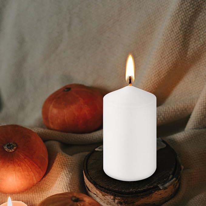 20-Pack 2 x 4 Long Burning Unscented White Tall Pillar Candles - Perfect for Home, Weddings and Special Events.