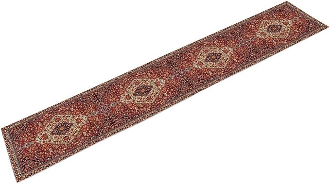 Boho Floral Vintage Table Runner, Paisley Retro Red Flower Rustic Country Farmhouse Abstract Pattern for Home Kitchen Table Decor Dining Coffee Room Party Decor 13x108in