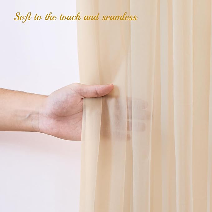 20ft X 10ft Champagne Tulle Backdrop Curtain for Parites, Sheer Backdrop Curtains Fabric Drapes for Wedding Ceremony Arch Party Stage Decorations