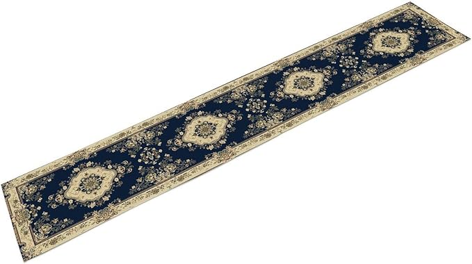 Vintage Elegant Farmhouse Table Runner Blue Beige Flower for Home Farmhouse Kitchen Table Dining Coffee Room Garden Party Wedding Decor 13x120in