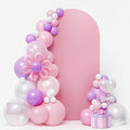 LEBENGURU Upgraded 6FT Wedding Arch Cover, Dusty Pink Spandex Fitted Arch Backdrop Cover, Round Top Chiara Stand Covers for Birthday Party Baby Shower Banquet Balloon Décor