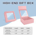 Gift Box with Window – Pink, 7.5"x7.5"x3.1" Bridesmaid Boxe for Gifts