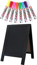Rustic Whitewash Double Sided Chalkboard with 8Pcs Liquid Chalk Markers, 7.5"*8.6" Tabletop Stand, Small Countertop Chalkboard Easel for Menu, Kitchen, Restaurants, Bar, Wedding and Home Decor (Black)