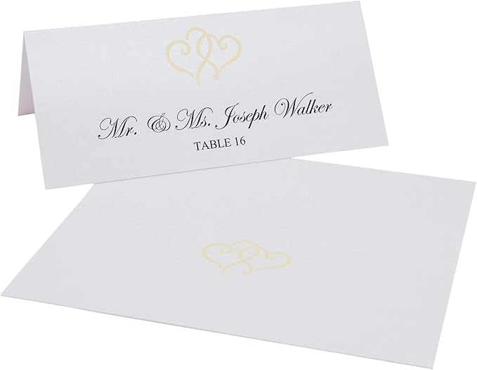 Linked Hearts Printable Place Cards, Ivory (Choose Color), Set of 150 (25 Sheets), Laser & Inkjet Printers - Wedding, Party, Dinner, and Special Events - Made in the USA