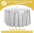 120 Inch Satin Tablecloth, 12 Pack – Silver, Premium Bright Silky Round