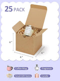 Gift Boxes x4 25 Pack Kraft Paper Box with Lids Party Favor, 4x4 – Brown