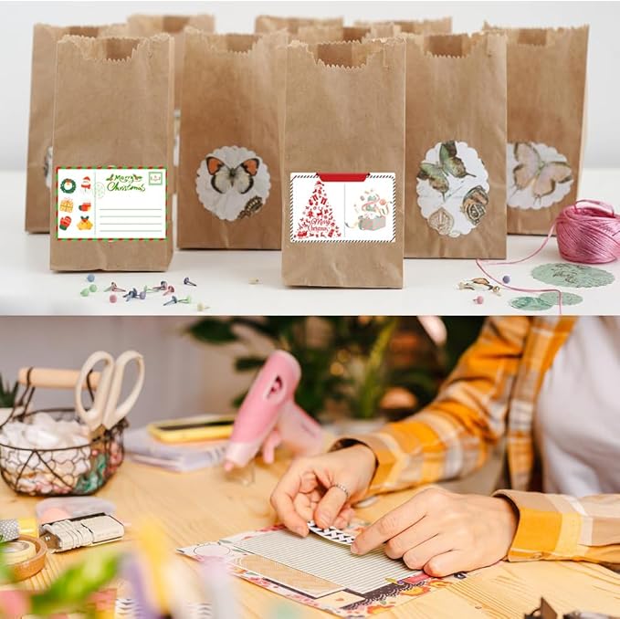 100-1000pcs Custom Stickers Merry Christmas Stickers Personalized Labels Adhesive Xmas Decorative Envelope Seals Stickers for Cards Gift Boxes(VSquare-2)