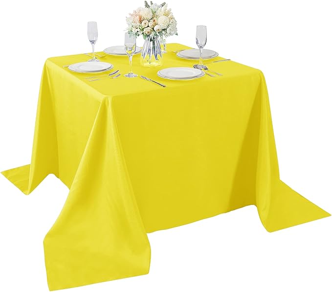 Cupuamon Square Tablecloth 90x90 inch Washable Polyester Fabric Table Cloth for Wedding Party Dining Banquet Decoration（90x90,Yellow）