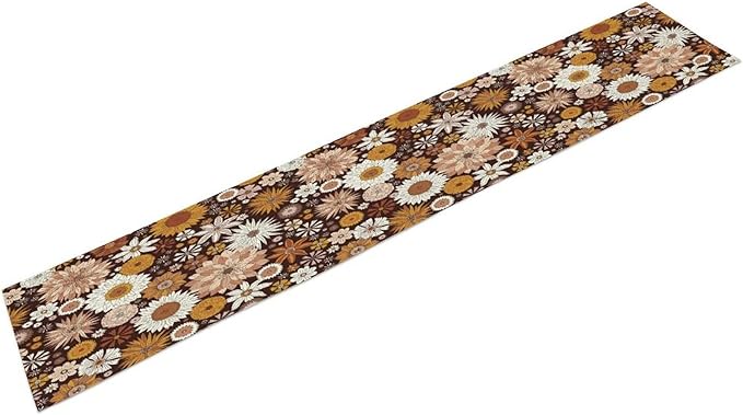 Boho Floral Table Runner, Vintage Country Farmhouse Daisy Flowers Modern Kitchen Dining Room Decoration for Indoor and Outdoor Wedding Party Banquet Table Runner 13x36 Inch