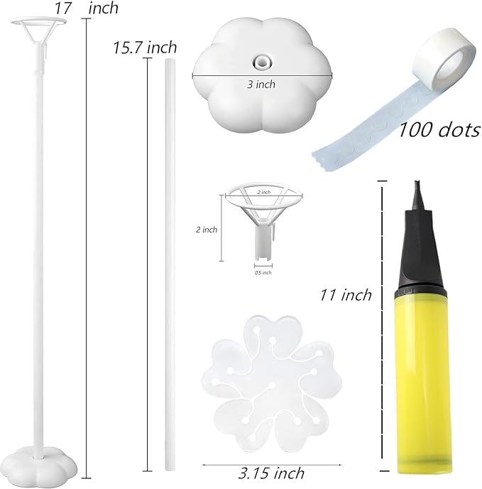Balloon Stand Centerpieces, 15 Pack White 17 Inch Plastic Balloon Sticks