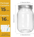 Mason Jars with Airtight Lids and Brands 15 Pack Glass Canning, 16 Oz