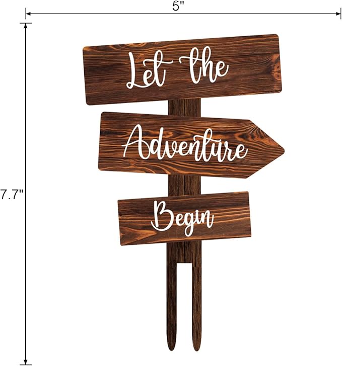 Cake Topper Rustic Wood 5 x 7.7 Inches Wedding or Baby Shower
