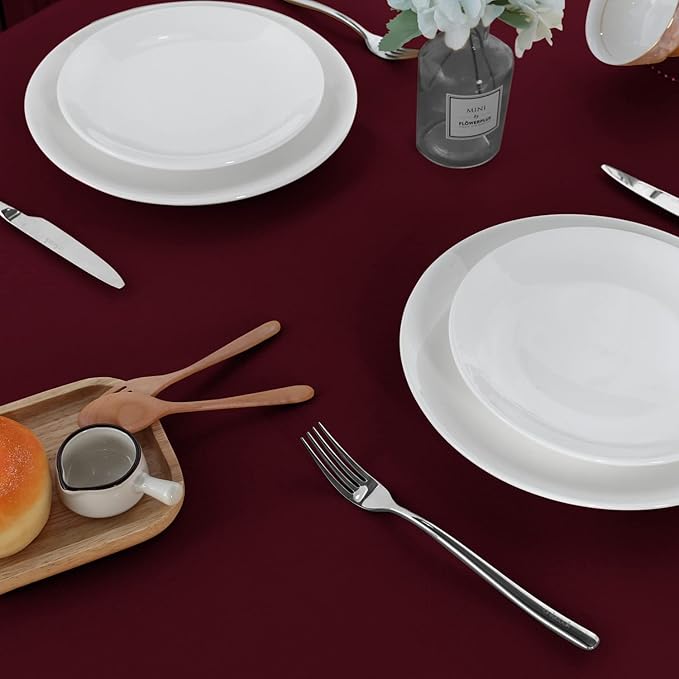 sancua 2 Pack Round Tablecloth 70 Inch Burgundy, Stain and Wrinkle Resistant Table Cloth - Washable Polyester Table Cover for Dining Tables, Buffet Parties and Camping