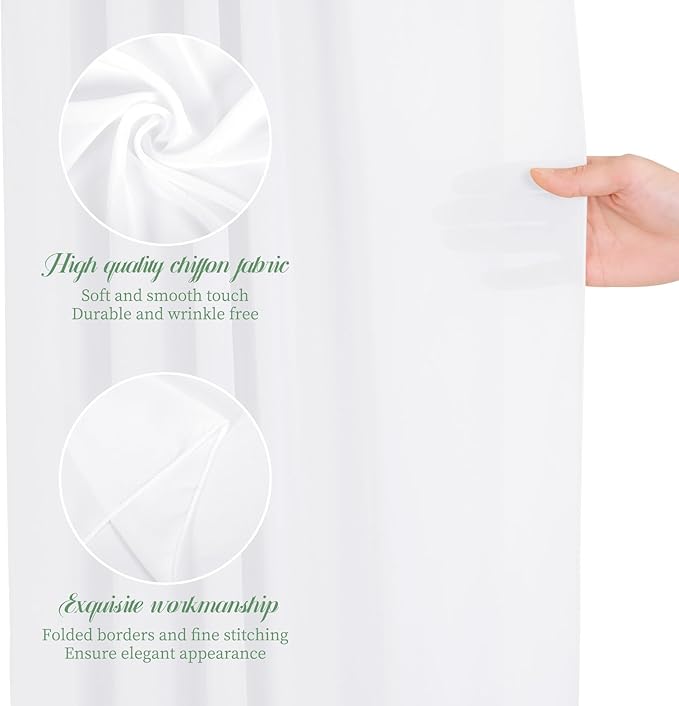 Wedding Arch Draping Fabric, 8 Panels 28" x 20ft White Sheer Chiffon Curtain Drapes for Wedding Drapes Sheer Backdrop Curtains