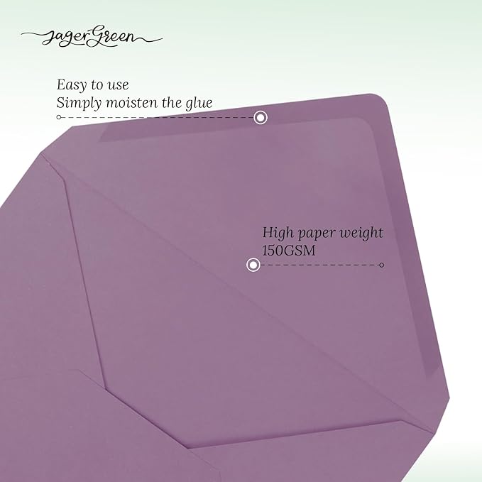 50 Pack 4x6 Envelopes Letter Size, Purple A4 Envelopes Self Seal for Wedding Invitation, Envelope 4.3x6.3 for Greeting Cards, Photos, Baby Shower, Graduation, Thank You Cards, Announcements