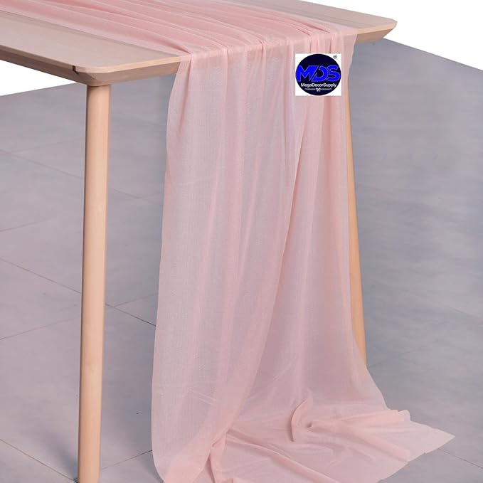 MDS Halloween Chiffon Table Runner - 25 Pack, 29 x 120 Inches, 10ft Each - Sheer Spooky Table Runners for Haunted House Parties, Trick-or-Treat Tables, Witchy Décor, Wedding & Events - Dusty Rose