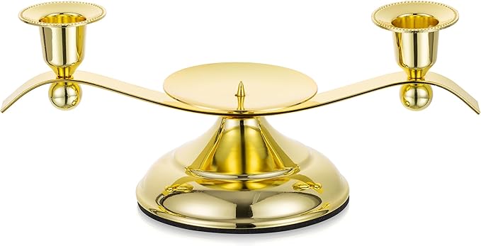 Candlestick Holder Set, 3-Arm Gold Metal Unity Candle Stand