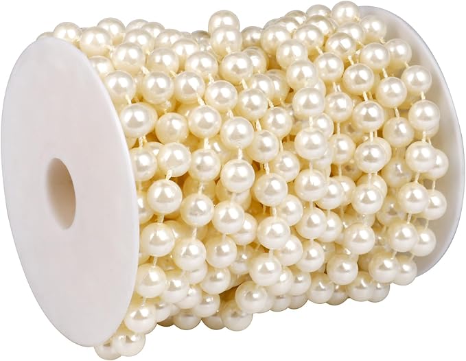 Beaded Trim: 29.5 Ft Ivory Pearl Garland, 10mm ABS Beads