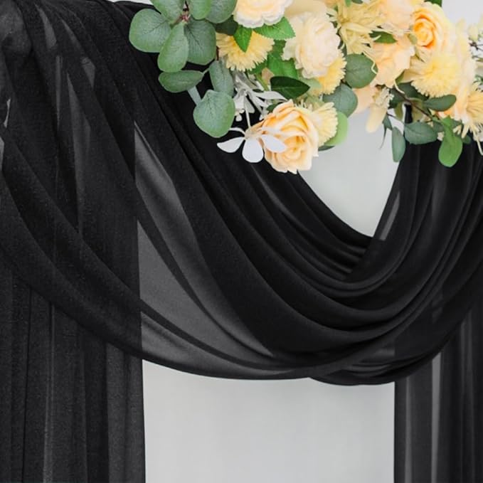 Outdoor Curtains: Black Sheer Chiffon Arch Drape, 29-Inch x 236-Inch