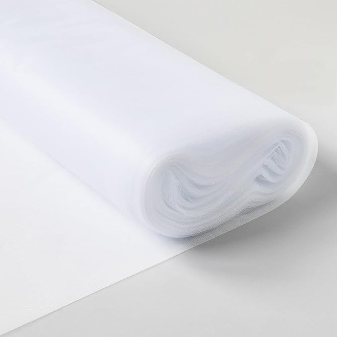 Tulle Fabric Bolt, 54 Inch Wide White Polyester, 40 Yards