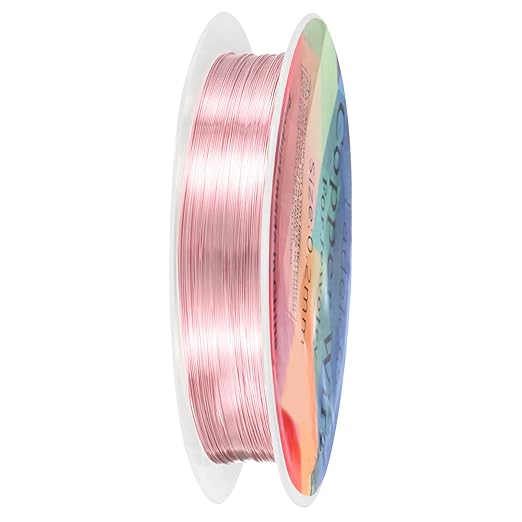 0.2 mm/32 Gauge Copper Wire for Jewelry Making, 82FT Copper Beading Craft Wire for Jewelry/Weaving/DIY Crafting/Planting, Color-Retaining [25M, Rose Gold]