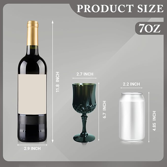 Plastic Wine Glasses，Plastic Goblets Vintage Style Cordial Drinking Glasses for Wedding Reception, Halloween Grand Event Party Supplies (12, Black)