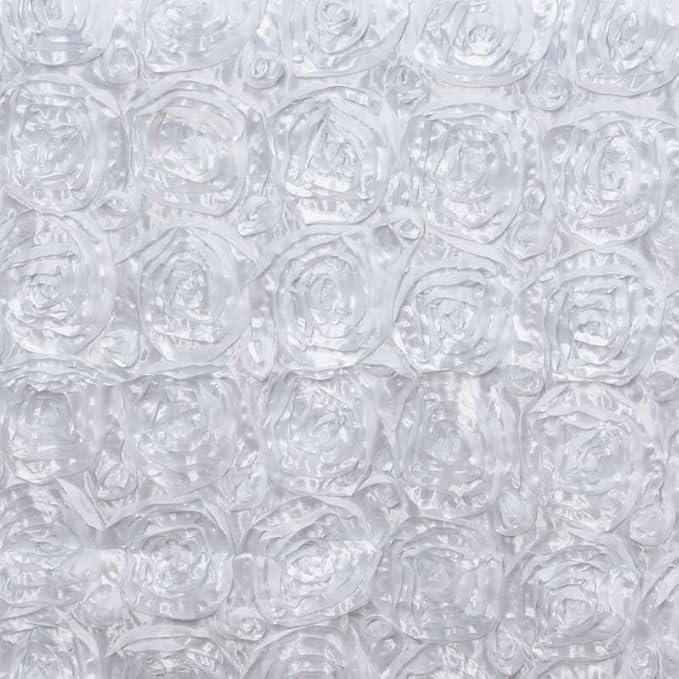 Efavormart 90"x132" Wholesale Rectangle Table Cover White Grandiose Rosette 3D Satin Tablecloth for Wedding Party Event Decoration
