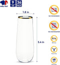 Stemware Set: 36 Gold-Rim Plastic Champagne Flutes, 9 Oz Each