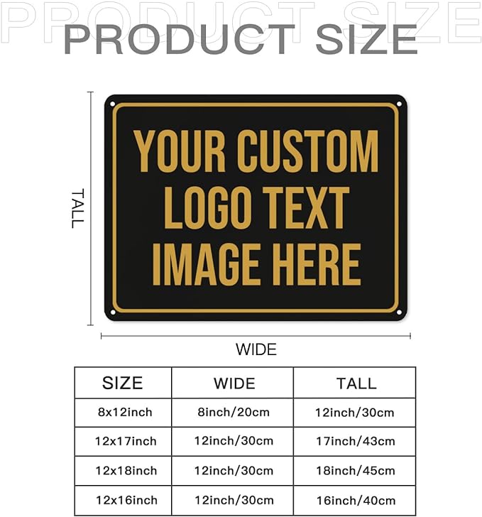 Custom Signs Outdoor Metal Sign Customized Sign - Custom Personalized Metal Signs Make Your Own Sign Add Text Photo Logo For Office Business Workplace Home Bar Indoor Outdoor Use 8"x12"