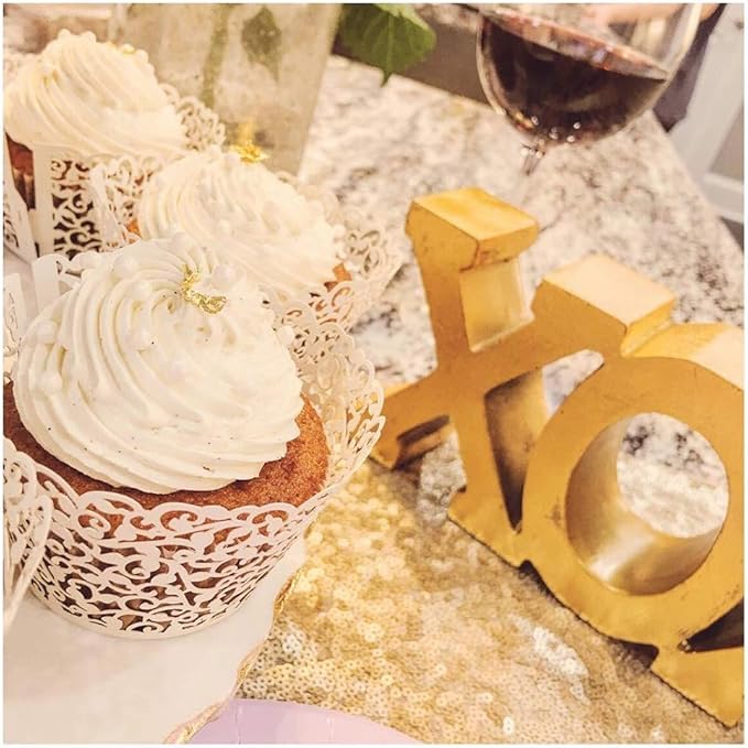 Eternal Beauty Gold Table Runner for Wedding, 5PCS-12x108 Sequin Table Runner Decorations for Birthday Parties, Banquets, Graduations,Christmas