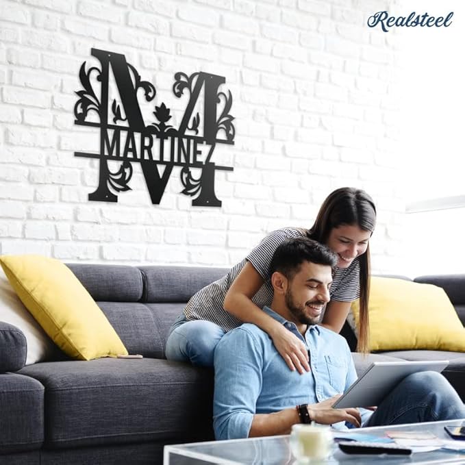 RealSteel Split Letter Name Monogram, Personalized Metal Sign, Custom Letter Alphabet Split Wall Decor Steel Monogram, Perfect for Birthdays, Weddings, Anniversary, Housewarming Gifts