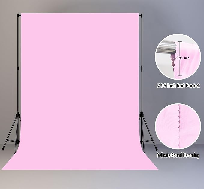 10x10FT Pink Backdrop Background for Photography Photo Booth Backdrop for Photoshoot Background Parties Video Recording Portrait Screen Props