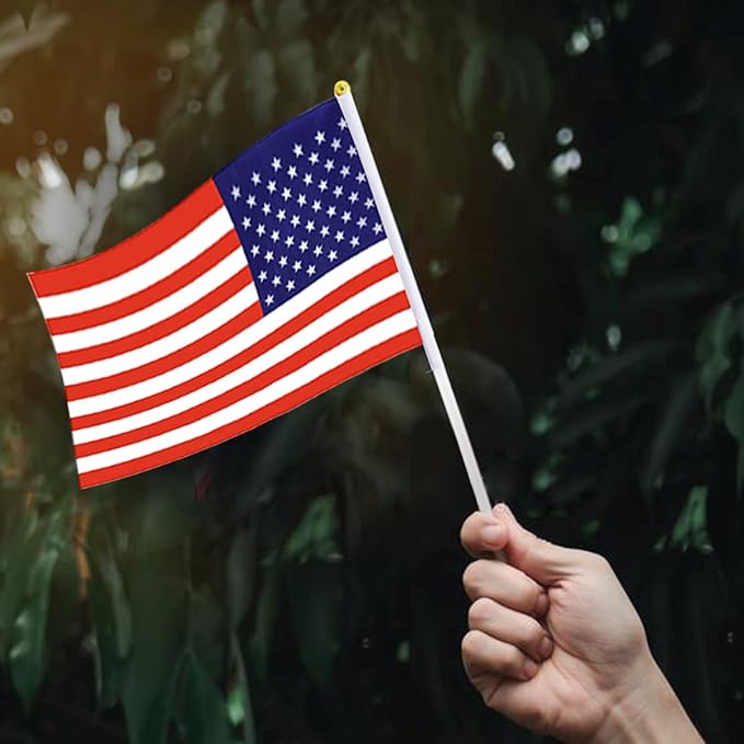 Small American Flags On Stick, Mini Handheld American USA Flag, Ideal For Party Parades Sports Events Patriotic Festival 4th Of July Decorations