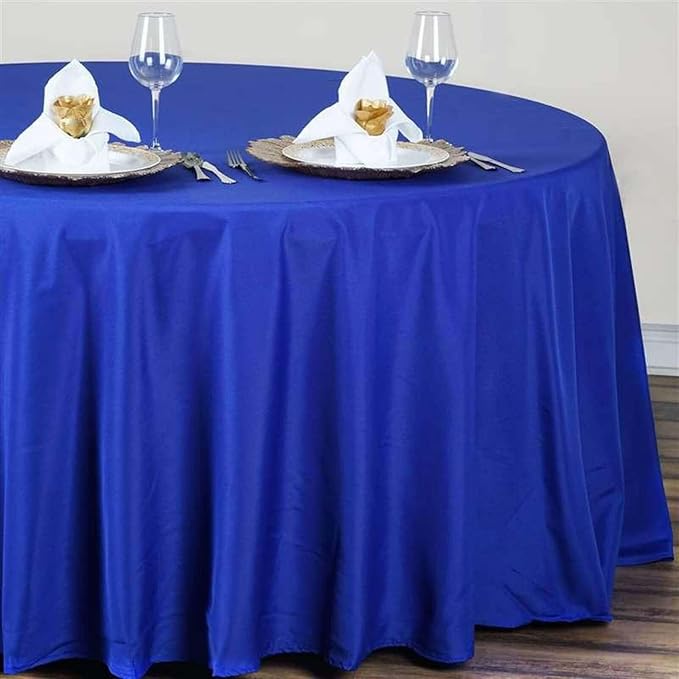 Efavormart Round Tablecloth, 120 Inch Stain & Wrinkle Resistant Washable Table Cloth, Decorative Polyester Fabric Table Cover for Banquet, Wedding, Dining - Royal Blue