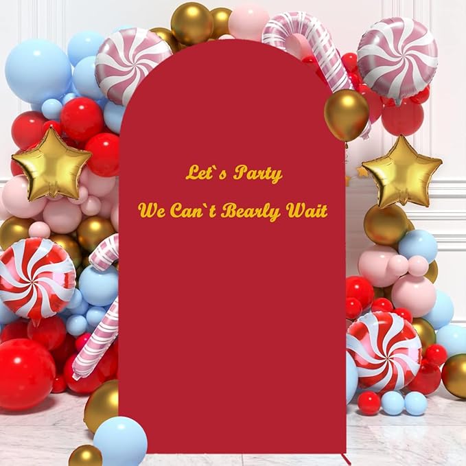 Red Arch Cover Wedding Arch Stand Covers 7.2FT Arch-Backdrop-Cover Spandex Arch Covers Stretchy Backdrop for Arches Wall Panels Chiara Back Drop Cover Baby Shower Balloon Party Decorations
