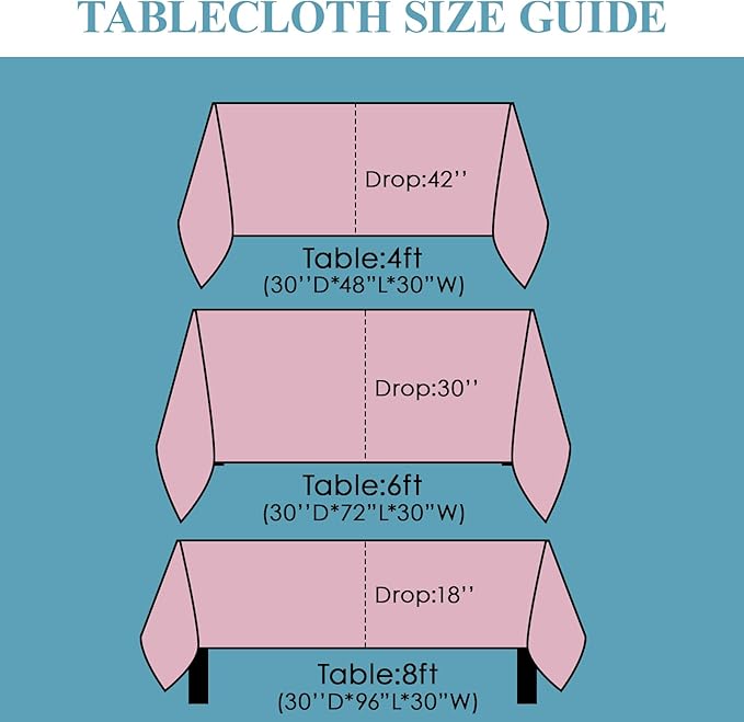 VidaFete Tablecloth 6 Pack 90 * 132inch Rectangle Table Cloth Polyester, Stain Wrinkle Resistant Polyester Dining Table Cover for Kitchen Dinning Party Wedding Rectangular Buffet Decoration(Pink)