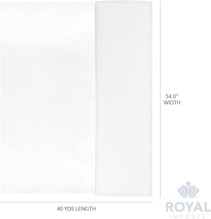 Tulle Fabric Bolt, 54 Inch Wide White Polyester, 40 Yards